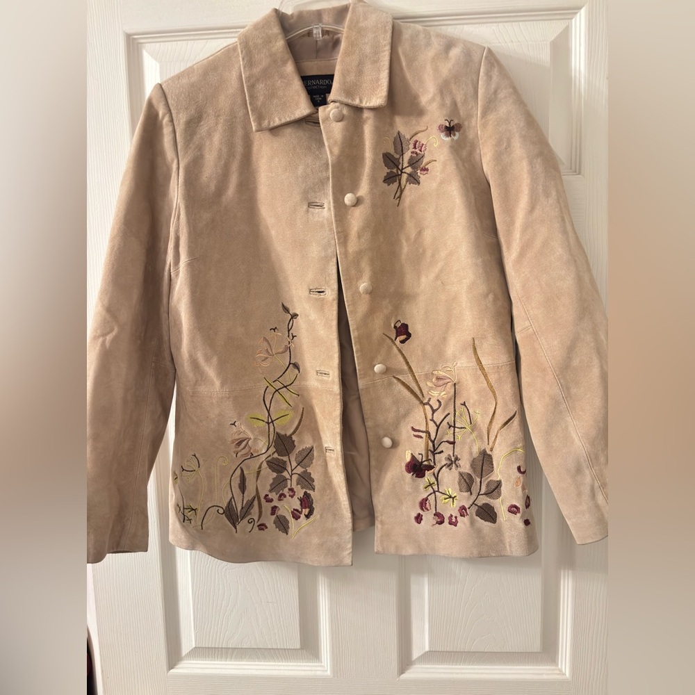 Bernardo Beige Floral Embroidered Blazer